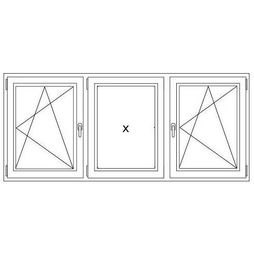 Aluminium - Drievleugel raam - met vast raam in het midden