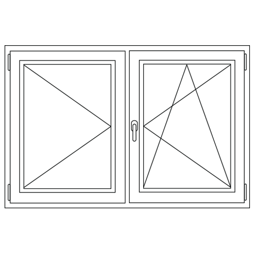 Dubbel vleugel raam met stulp